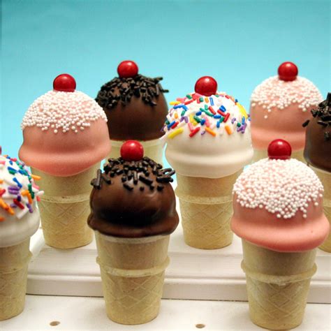 12 Ice Cream Cone Cake Pop Minis for Sundae by SweetWhimsyShop