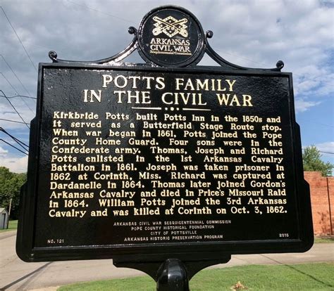 Potts Family in the Civil War Historical Marker