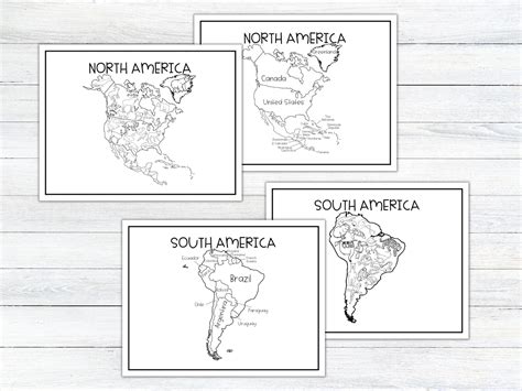 7 Continents Maps and Coloring Sheets Worksheets Homeschool - Etsy