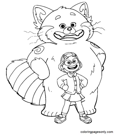 Turning Red Panda Mei Lee Coloring Page Red Coloring Page Page For Kids And Adults - Coloring Home