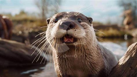 Curious Otter in Natural Habitat stock photo | Creative Fabrica