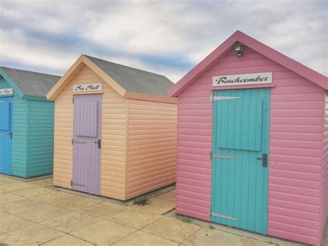 Hiking Amble to Alnmouth. Pastel colour beach huts at Amble Beach Hut Shed, Beach Hut Decor ...