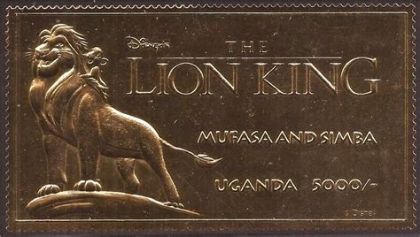 Uganda - 1994 Disney’s Lion King - Gold Foil Stamp w/Mustafa and Simba #1271B | Africa - Uganda ...