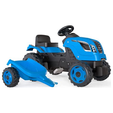 Smoby Farmer Tractor Xl Blue + Trailer - Child Pedal Tractor - Adjustable Seat 7/710129 | Toys ...