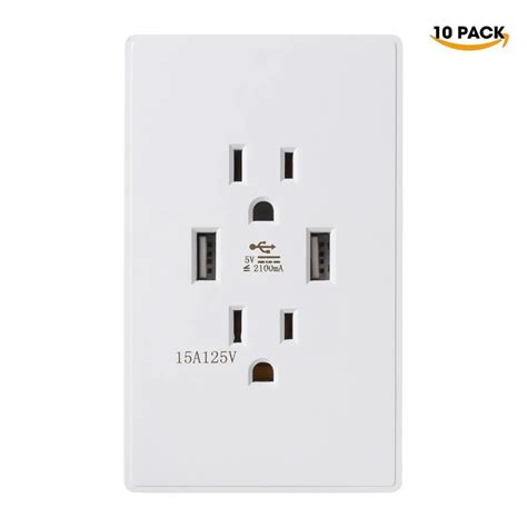 US plug USB Wall Socket Charger Adapter Wall Mount Power Outlet Plate Dual USB Ports Standard ...