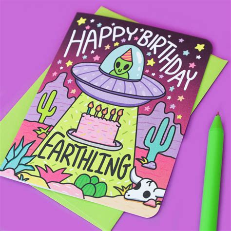 Happy Birthday Extraterrestrial Alien Birthday Card – Turtle's Soup