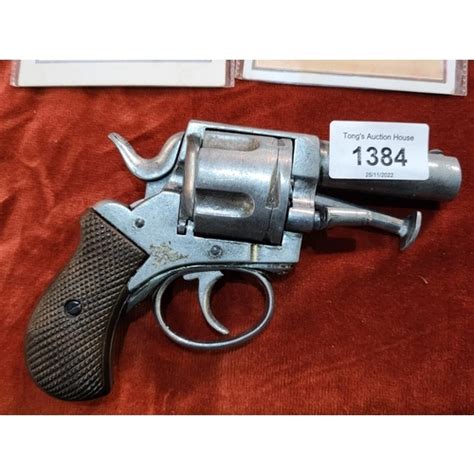 Vintage British bulldog starting pistol revolver deactivated solid barrel