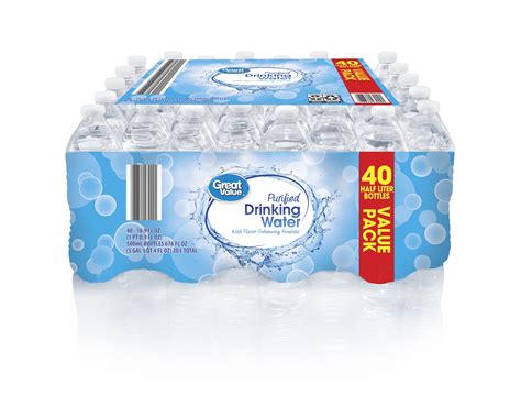 Great Value Purified Drinking Water, 16.9 Fl Oz, 40 Count Bottles ...