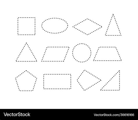 2d basic shapes with dotted line tracing lines Vector Image