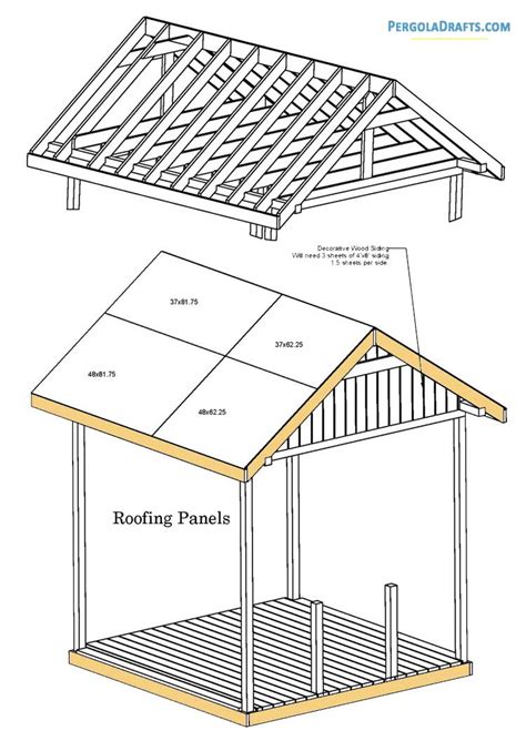 10×10 Gable Roof Square Gazebo Plans