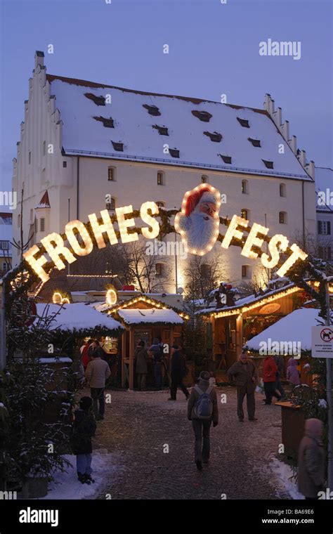 Germany Bavaria Ingolstadt Christmas-market evening city mood Advent ...