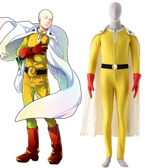 One Punch Man Caped Baldy Saitama Fighting Uniform Anime Cosplay ...