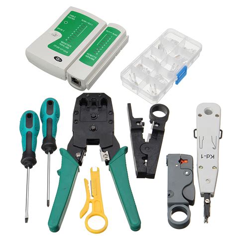 11pcs Network Combination PC Cable Wire Tester Crimping Cutter Punch ...