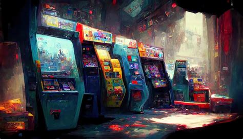 Premium Photo | Video game arcade dark concept art illustration