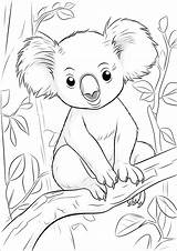 Koala Is Smiling Coloring Page Free Printable sketch template