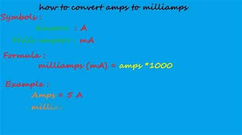 how to convert amps to milliamps - electrical formulas - YouTube