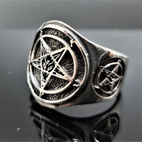 Baphomet Ring Sigil of Baphomet Inverted Pentagram 925 - Etsy