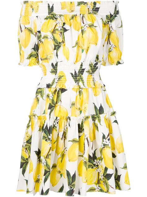 Dolce & gabbana Lemon Print Dress in Yellow | Lyst