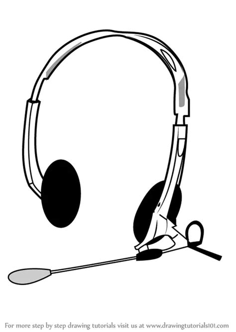 Step by Step How to Draw Headphones with Microphone : DrawingTutorials101.com