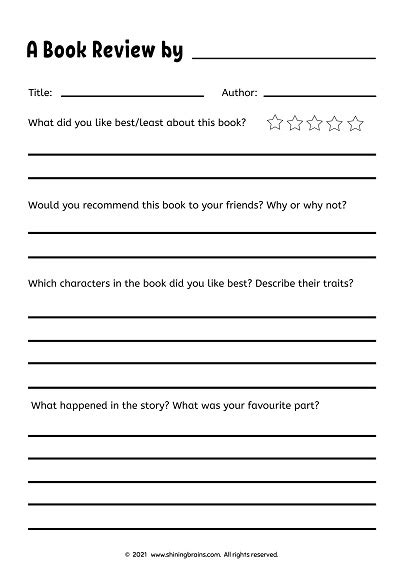 Book Review Template KS2 - Great Reading & Writing Activity for kids