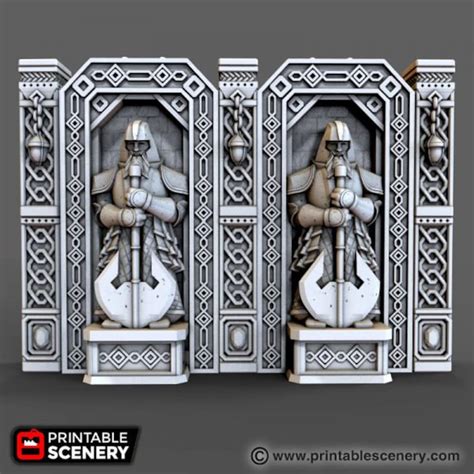 Dnd Dwarven Tribute Statue Dwarf Wall Monument Tabletop Scatter Terrain ...