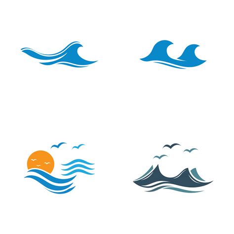 Water wave logo and Sea wave logo or beach water waves, with vector ...