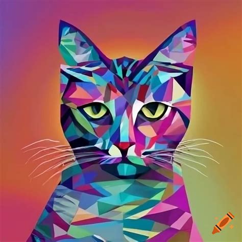 Geometric abstract art with cats on Craiyon