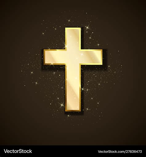 Golden cross symbol christianity holy metal Vector Image