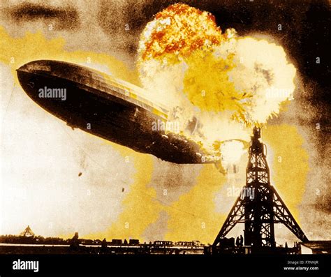 The Hindenburg disaster. The German passenger airship caught fire Stock Photo: 90832415 - Alamy