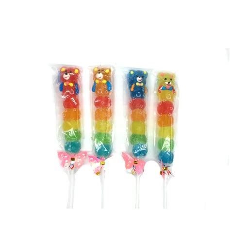 Mini Rainbow Bear Jelly Pop Candy Soft Fruity Mini Bear Gummy Lollipop - Buy Gummy Lollipop,Bear ...