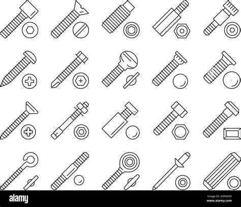 Screw And Bolt Building Accessory Icons Set Vector Stock Vector Image & Art - Alamy