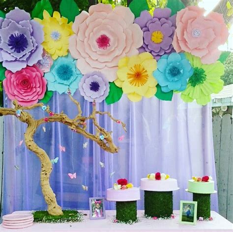 Garden theme party, paper flower backdrop, butterfly birthday party, wedding backdrop ...