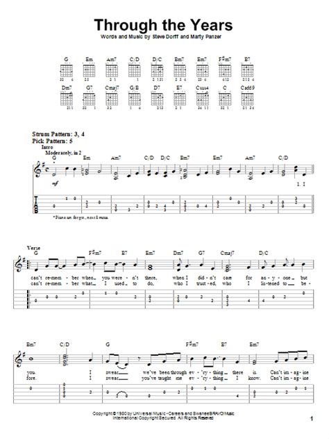 Through The Years by Kenny Rogers - Easy Guitar Tab - Guitar Instructor