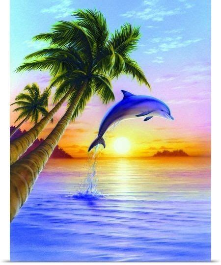 Beach Dolphin!🐬 | Dolphin wall art, Sunset art, Dolphin painting