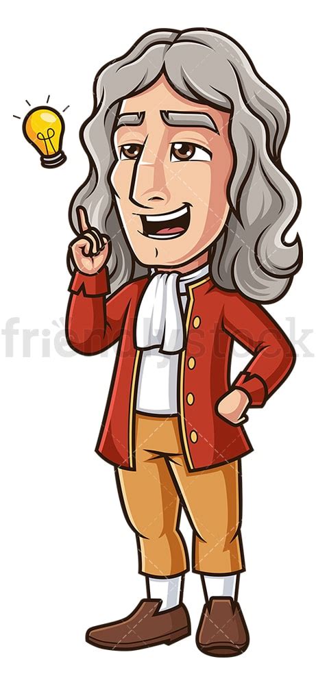 Isaac Newton Having An Idea Cartoon Clipart Vector - FriendlyStock