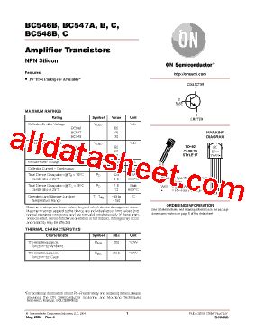 BC547 bảng dữ liệu(PDF) - ON Semiconductor