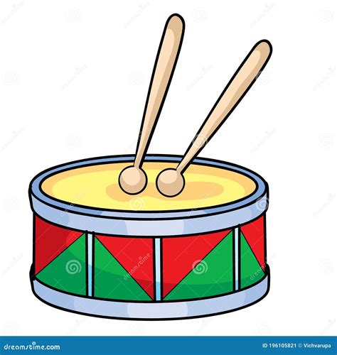 Drum, Toy, Musical Instrument, Cartoon Illustration, Isolated Object on White Background, Vector ...