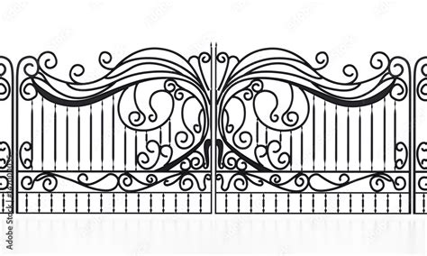 Wrought iron gate isolated on white background. 3D illustration Stock Illustration | Adobe Stock