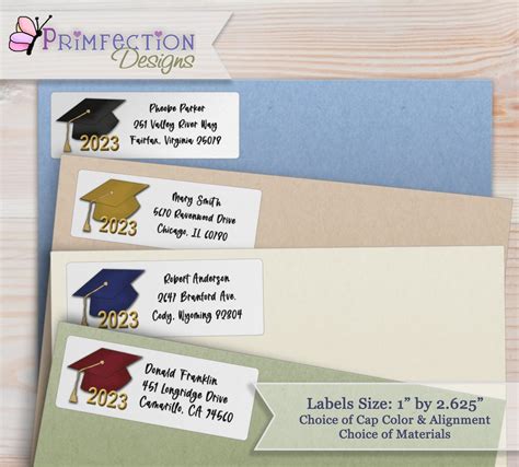 Graduation Return Address Labels Personalized, Graduation Cap Stickers, Graduation Mailing ...