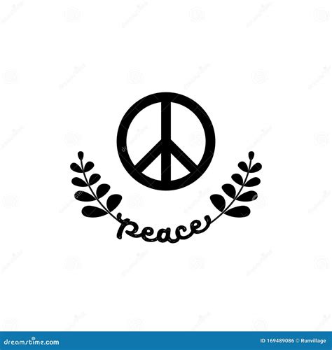 Peace Symbol Vector Illustration, Black and White Stock Illustration ...