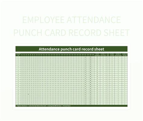 Employee Attendance Punch Card Record Sheet Excel Template And Google Sheets File For Free ...