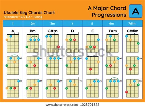 Ukulele Chord Chart Standard Tuning Ukulele Stock-vektor (royaltyfri ...