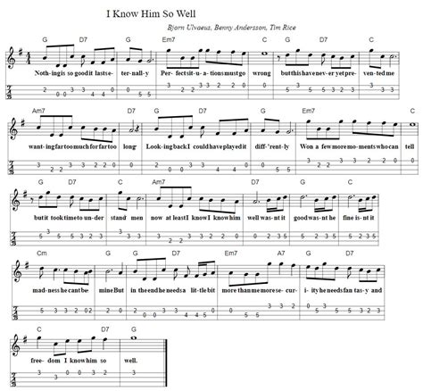 I Know Him So Well Sheet Music Mandolin Tab And Chords - Tenor Banjo Tabs