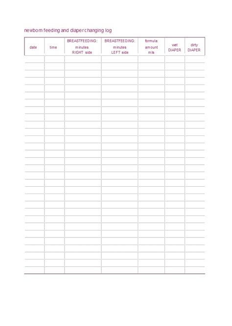 Printable Newborn Schedule Chart - Free Printable Charts