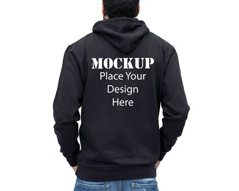 Black Hoodie Mock up Bundle Back Front Side JPED PSD FILE Adult Blank ...