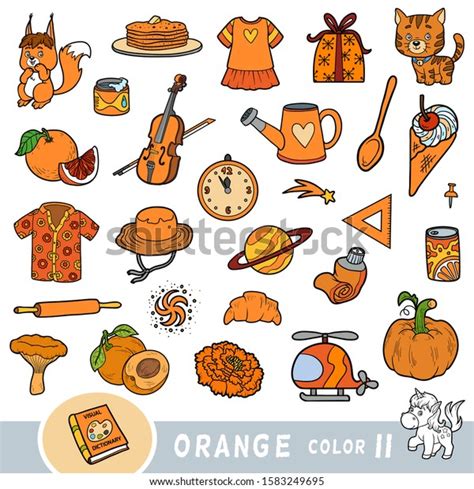 Colorful Set Orange Color Objects Visual Stock Vector (Royalty Free ...