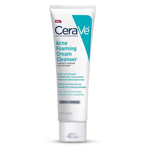 Benzoyl Peroxide Cleanser: CeraVe Acne Foaming Cream Cleanser | Benzoyl Peroxide or Salicylic ...