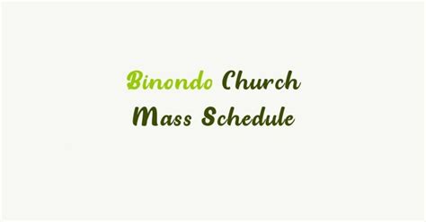 2024 Binondo Church Mass Schedule