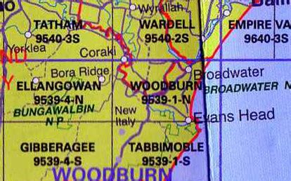 Woodburn 9539-1N NSW Topographic Map Printed - A.B.C. Maps