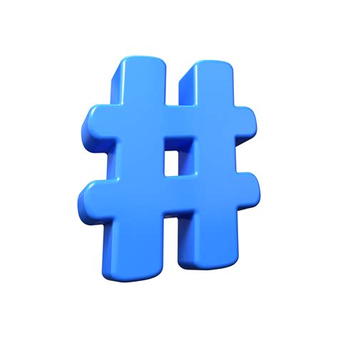 Blue hash symbol 3D hashtag sign Octothorp icon for SEO promotion 3d ...